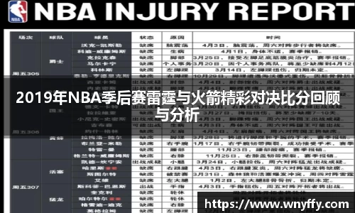 2019年NBA季后赛雷霆与火箭精彩对决比分回顾与分析