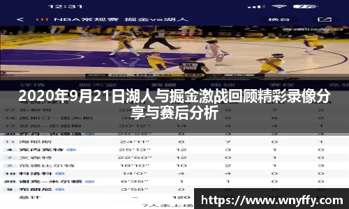 2020年9月21日湖人与掘金激战回顾精彩录像分享与赛后分析